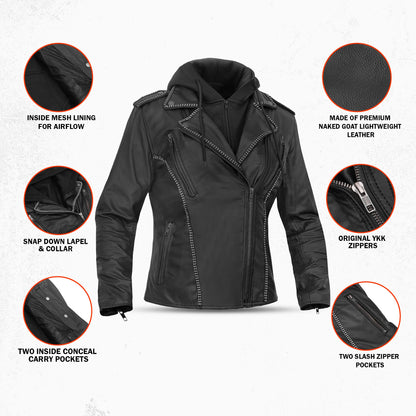 Velmora - Women’s Leather Motorcycle Jacket