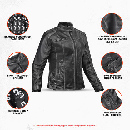 Aurelia Women's Leather Motorcycle Jacket