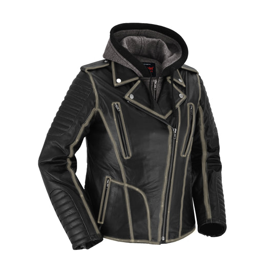 DS877 Women's M/C Jacket with Rub-Off Finish