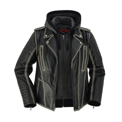 DS877 Women's M/C Jacket with Rub-Off Finish