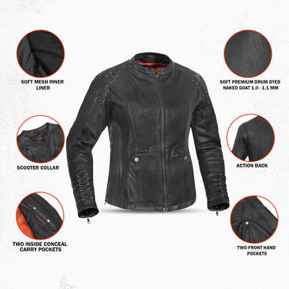 DS885 Women's Stylish Jacket with Grommet and Lacing Accents