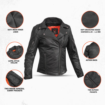 DS894 Women's Modern Longer Beltless Biker Jacket