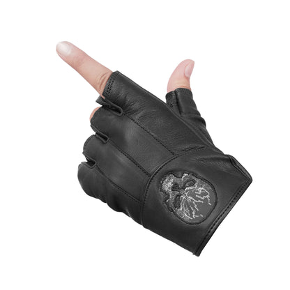DS98 Reflective Skull Fingerless Glove