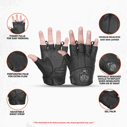 DS98 Reflective Skull Fingerless Glove