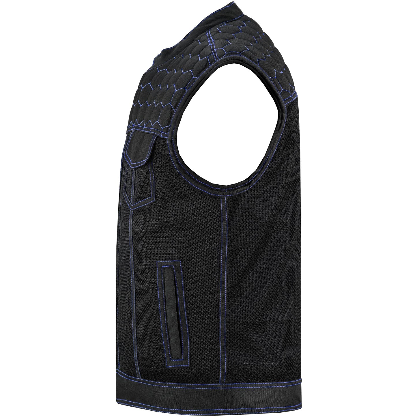 Blue Soul Men’s Black Mesh Textile Vest with Blue Paisley Liner