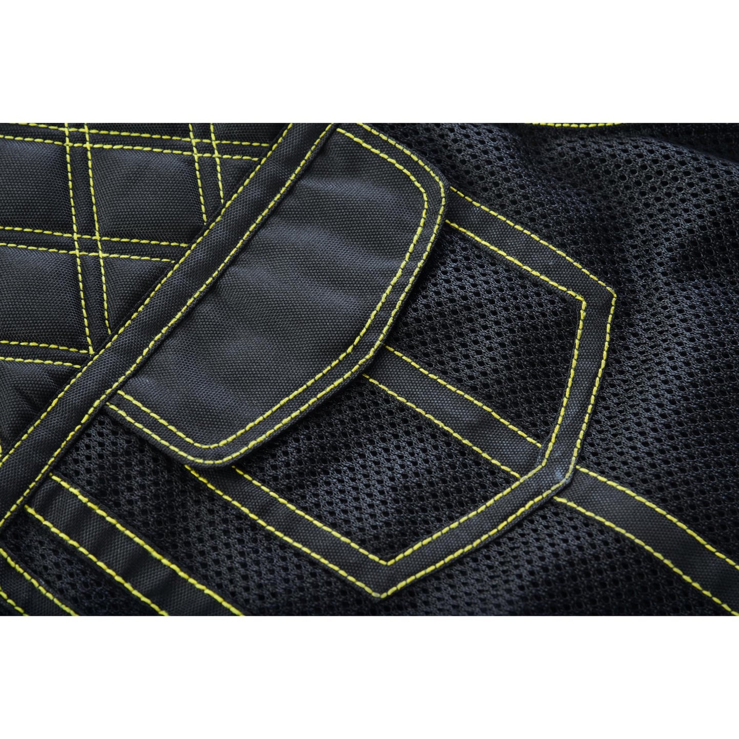 Nitro Rush Men’s Black Mesh Textile Vest with Yellow Diamond Stitch