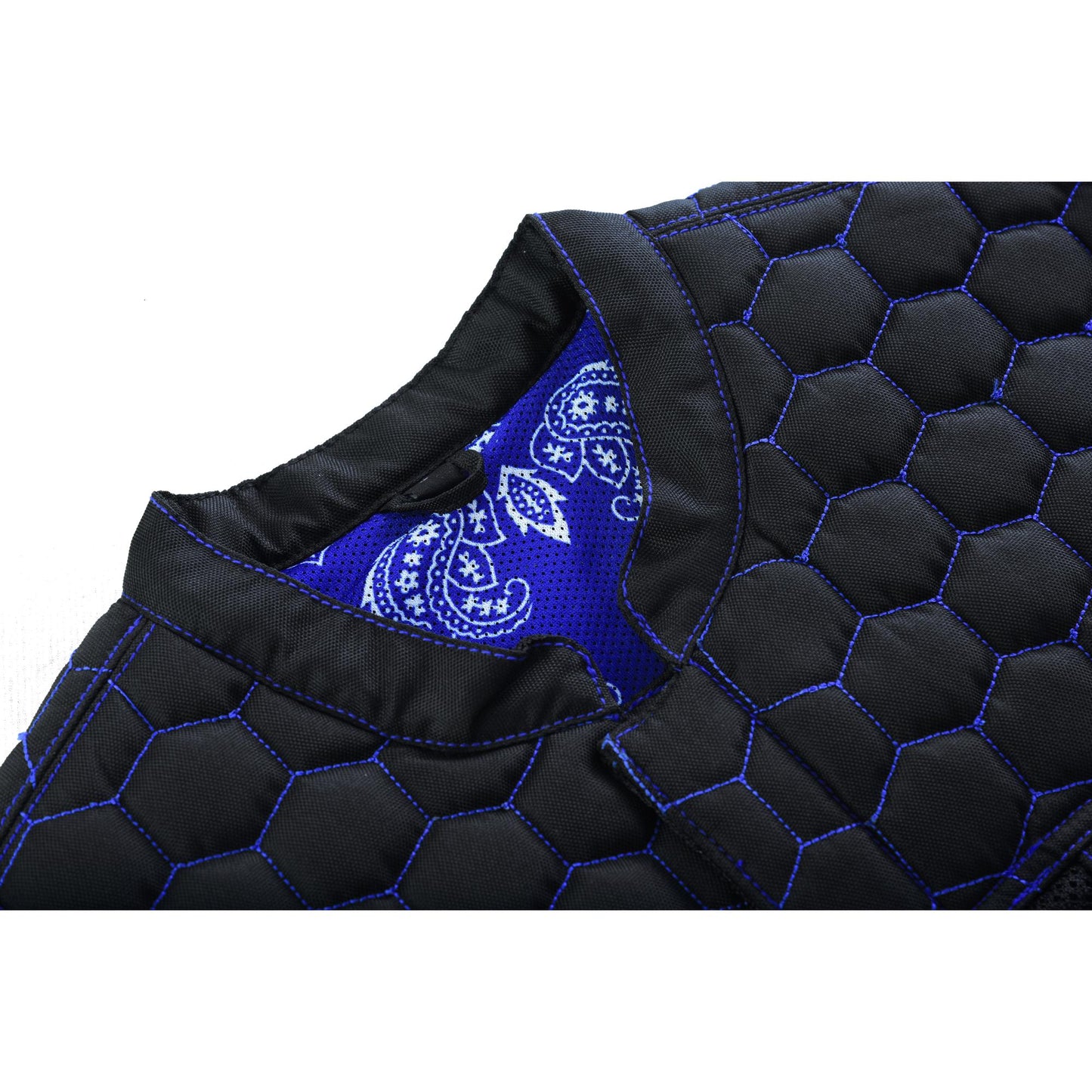 Blue Soul Men’s Black Mesh Textile Vest with Blue Paisley Liner