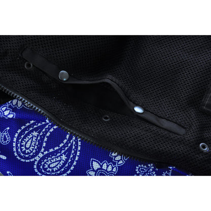 Blue Soul Men’s Black Mesh Textile Vest with Blue Paisley Liner