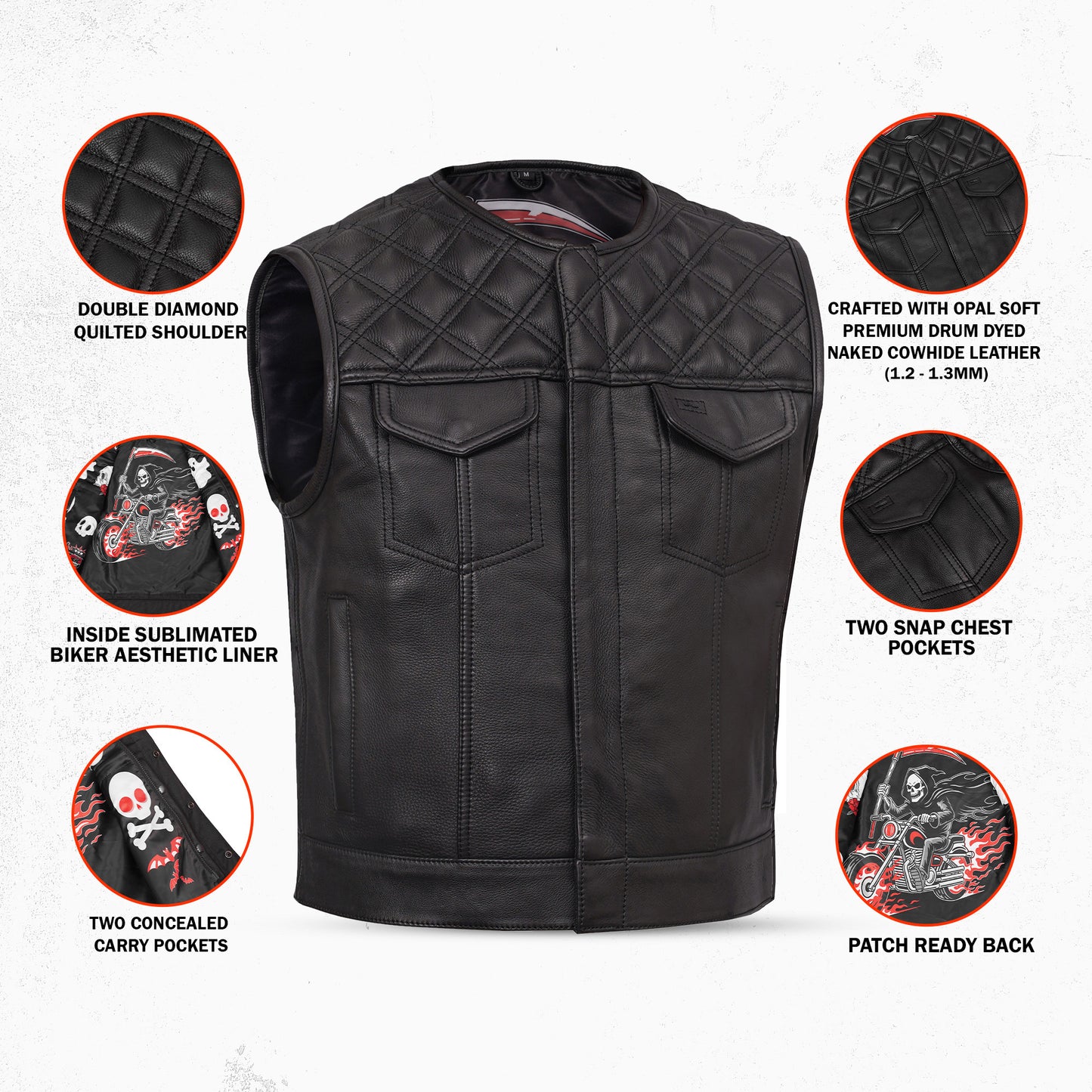 Emberline Drifter - Men’s Leather Motorcycle Vest