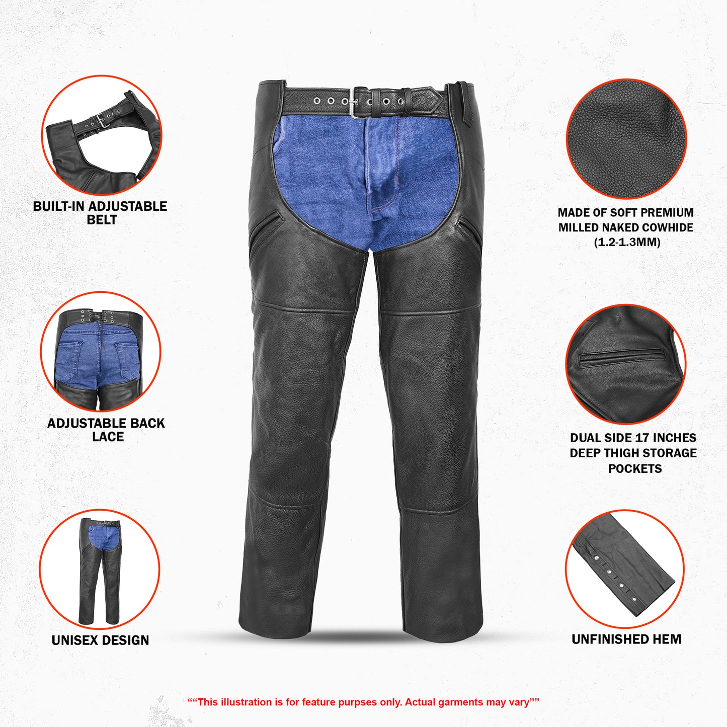 Arctic Glide Unisex Motorcycle Leather Chaps