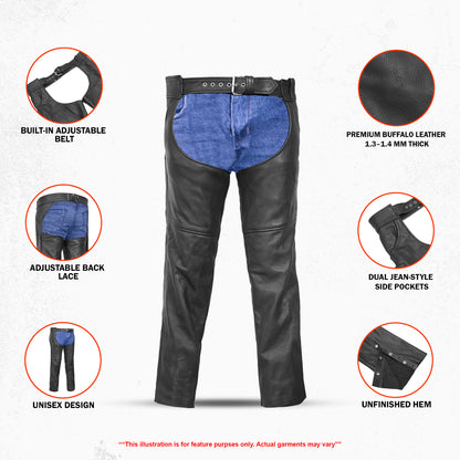 DS447TALL Tall Classic Leather Chaps with Jeans Pockets