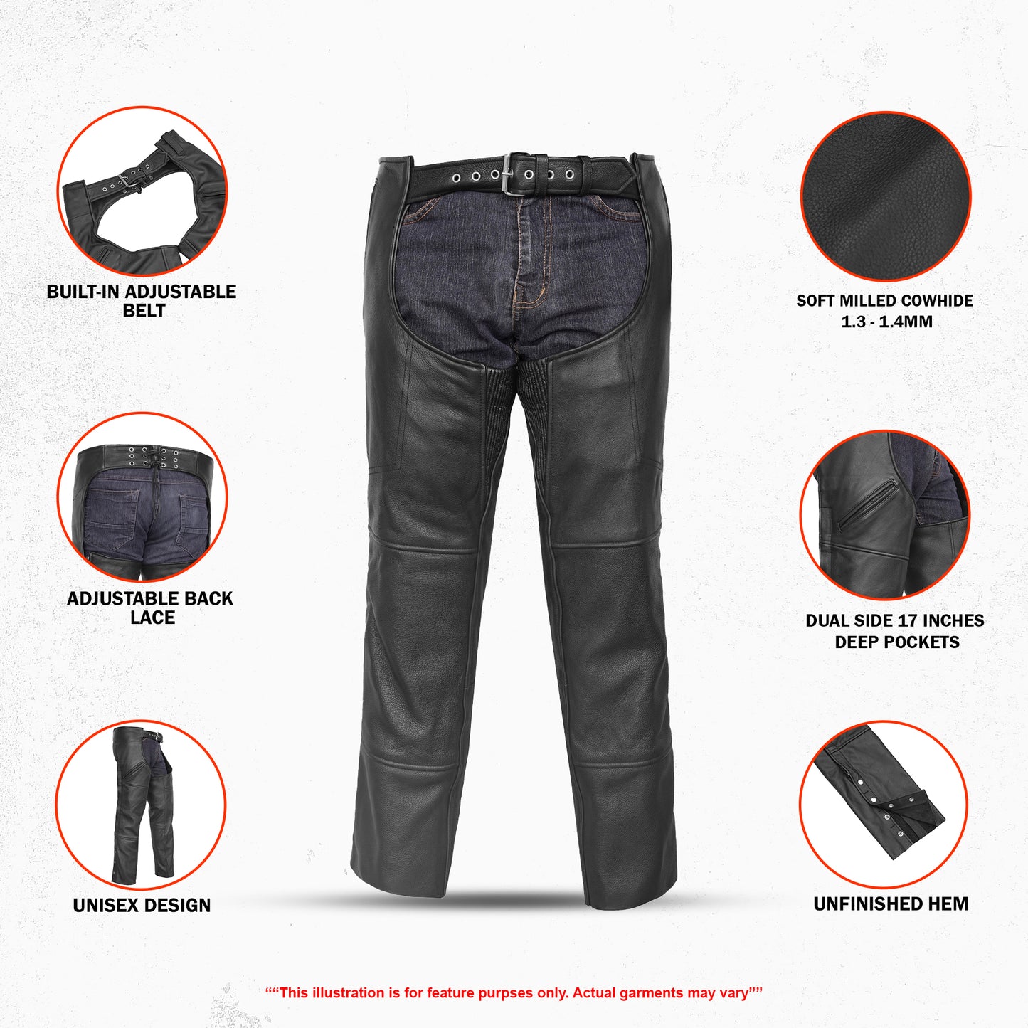 Nightshade Rider Unisex Motorcycle Leather Chaps