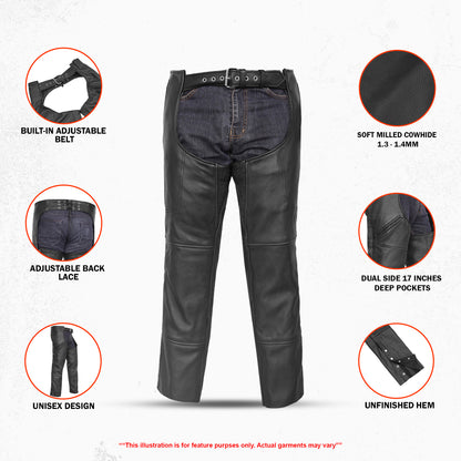 Nightshade Rider Unisex Motorcycle Leather Chaps