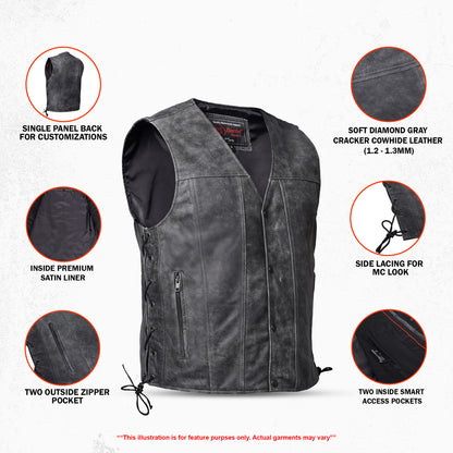 Ashra Men's Motorcycle Leather Vest