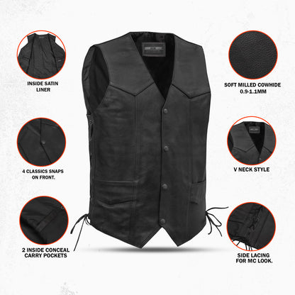 Ryder Men's Leather Motorcycle Vest