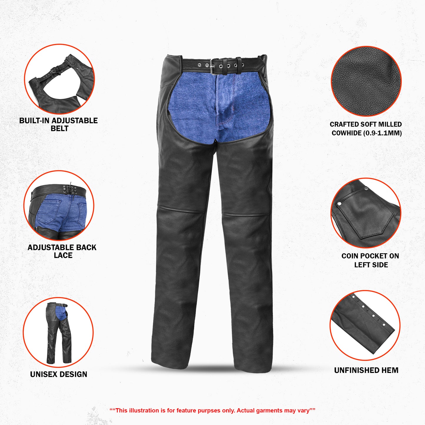 DS400 Unisex Basic Coin Pocket Leather Chaps