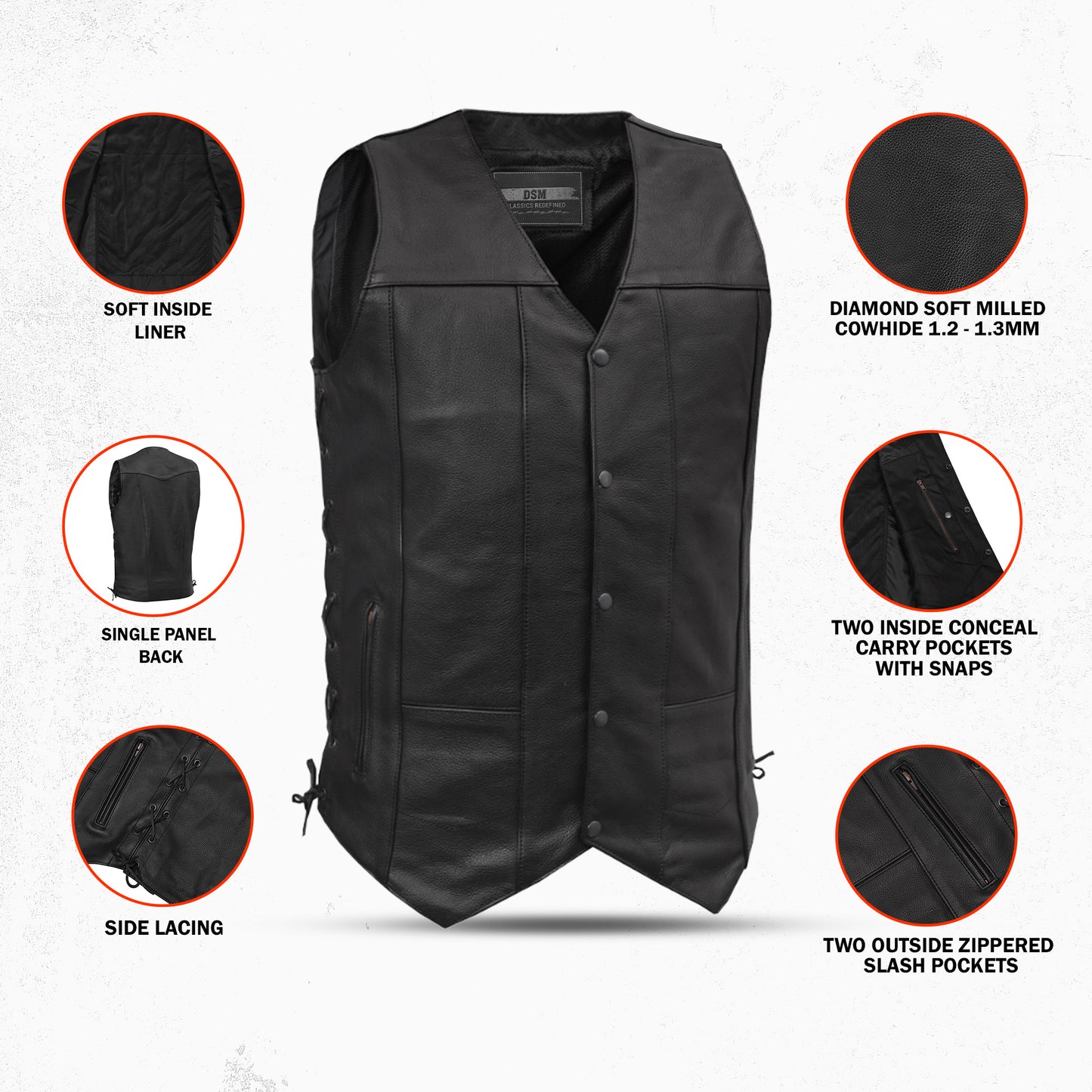 Diablo Men's Motorcycle Leather Vest