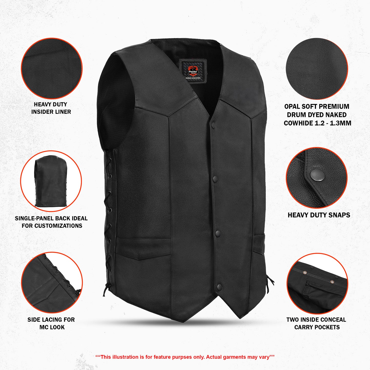 Interceptor Men's Motorcycle Leather Vest