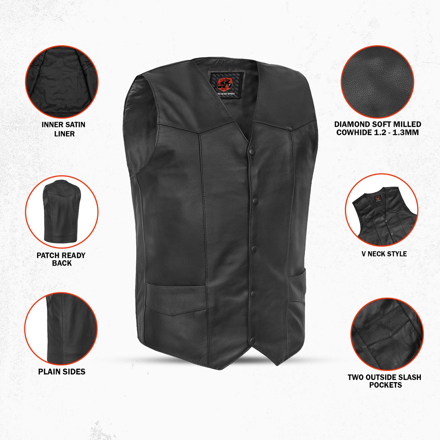 Outlaw Men's Motorcycle Leather Vest