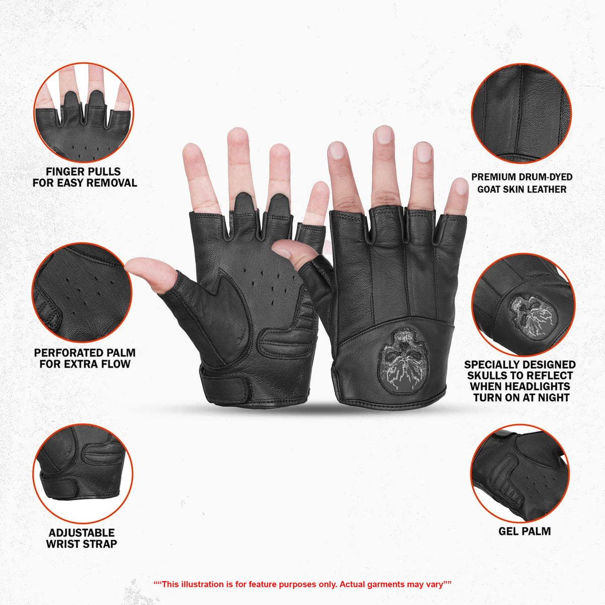 DS98 Reflective Skull Fingerless Glove