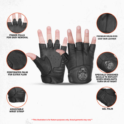 DS98 Reflective Skull Fingerless Glove