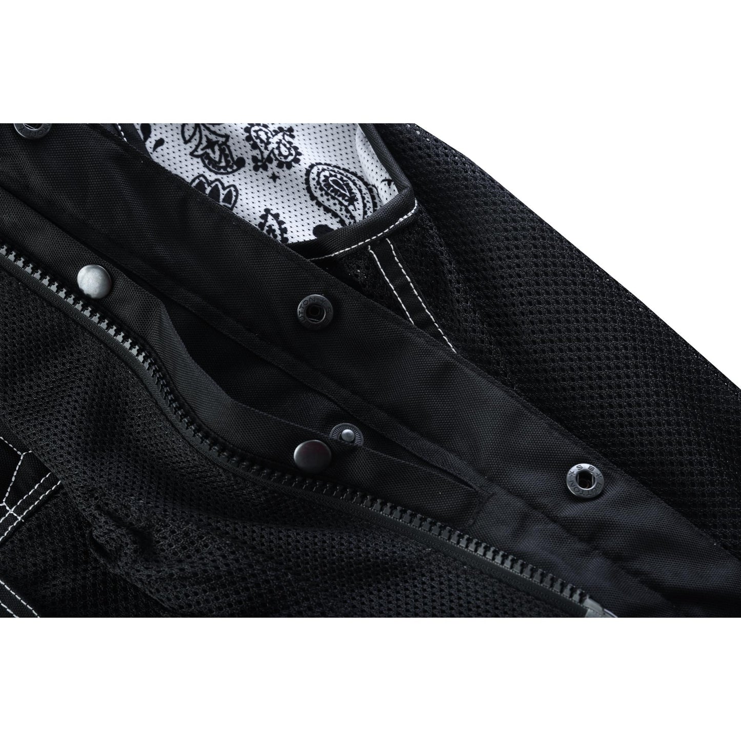 Dark Striker Men’s Black Mesh Textile Vest with White Paisley Liner