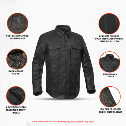 Dominion - Men’s Long Sleeve Leather Shirt