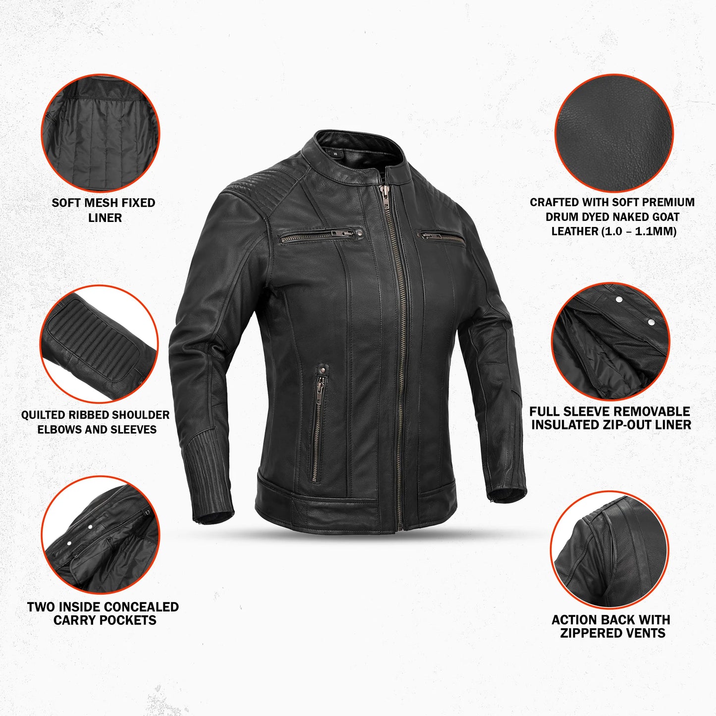 ELOWEN - Women’s Motorcycle Leather Jacket