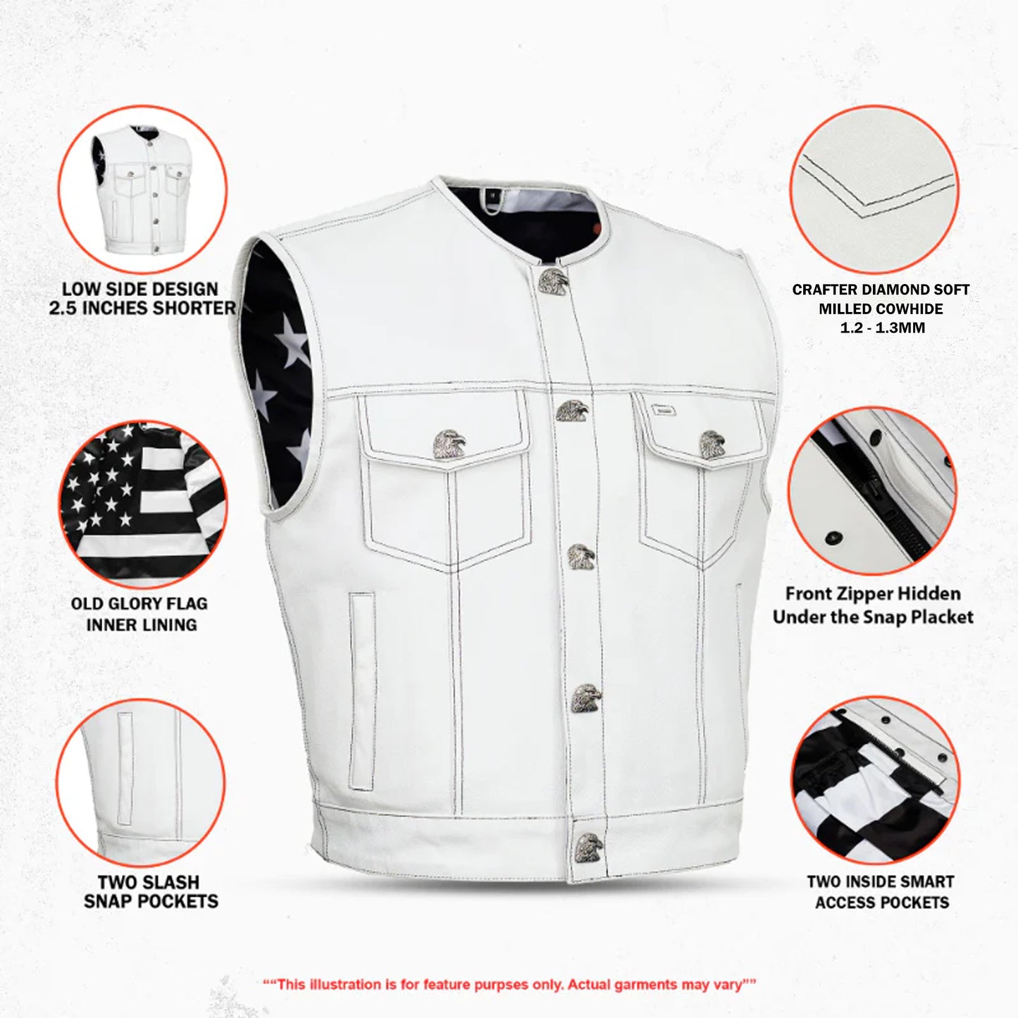 Eagle Shell - Lowcut Men's Motorcycle Leather Vest