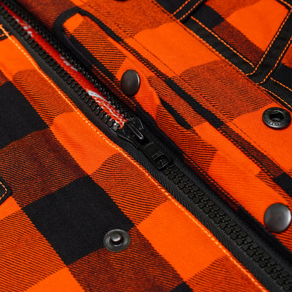 Fire Storm Black and Orange Flannel Textile Vest