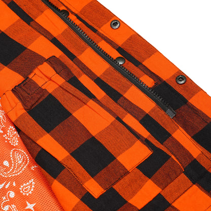 Fire Storm Black and Orange Flannel Textile Vest