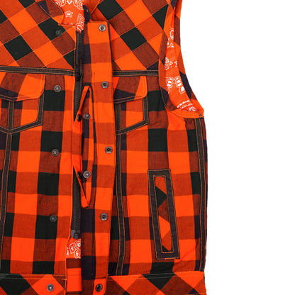 Fire Storm Black and Orange Flannel Textile Vest