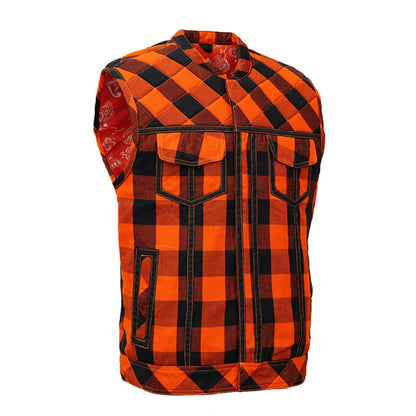Fire Storm Black and Orange Flannel Textile Vest