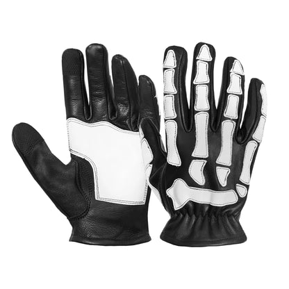 Glow Bones Black and White Leather Skeleton Glove