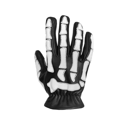 Glow Bones Black and White Leather Skeleton Glove