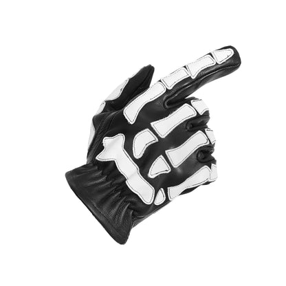 Glow Bones Black and White Leather Skeleton Glove