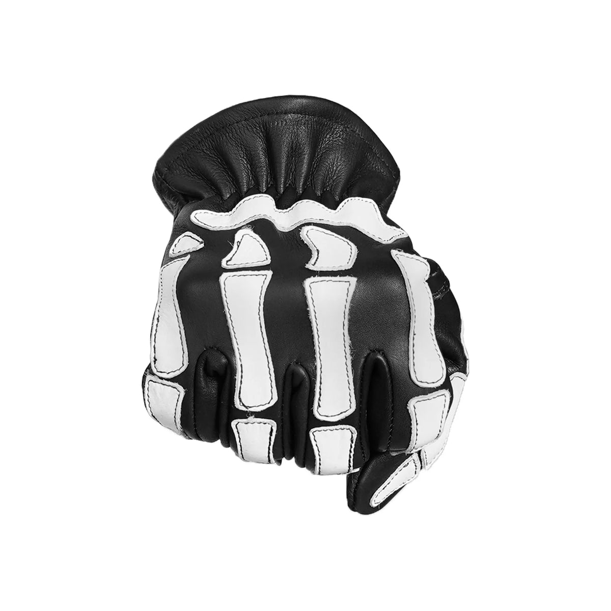 Glow Bones Black and White Leather Skeleton Glove