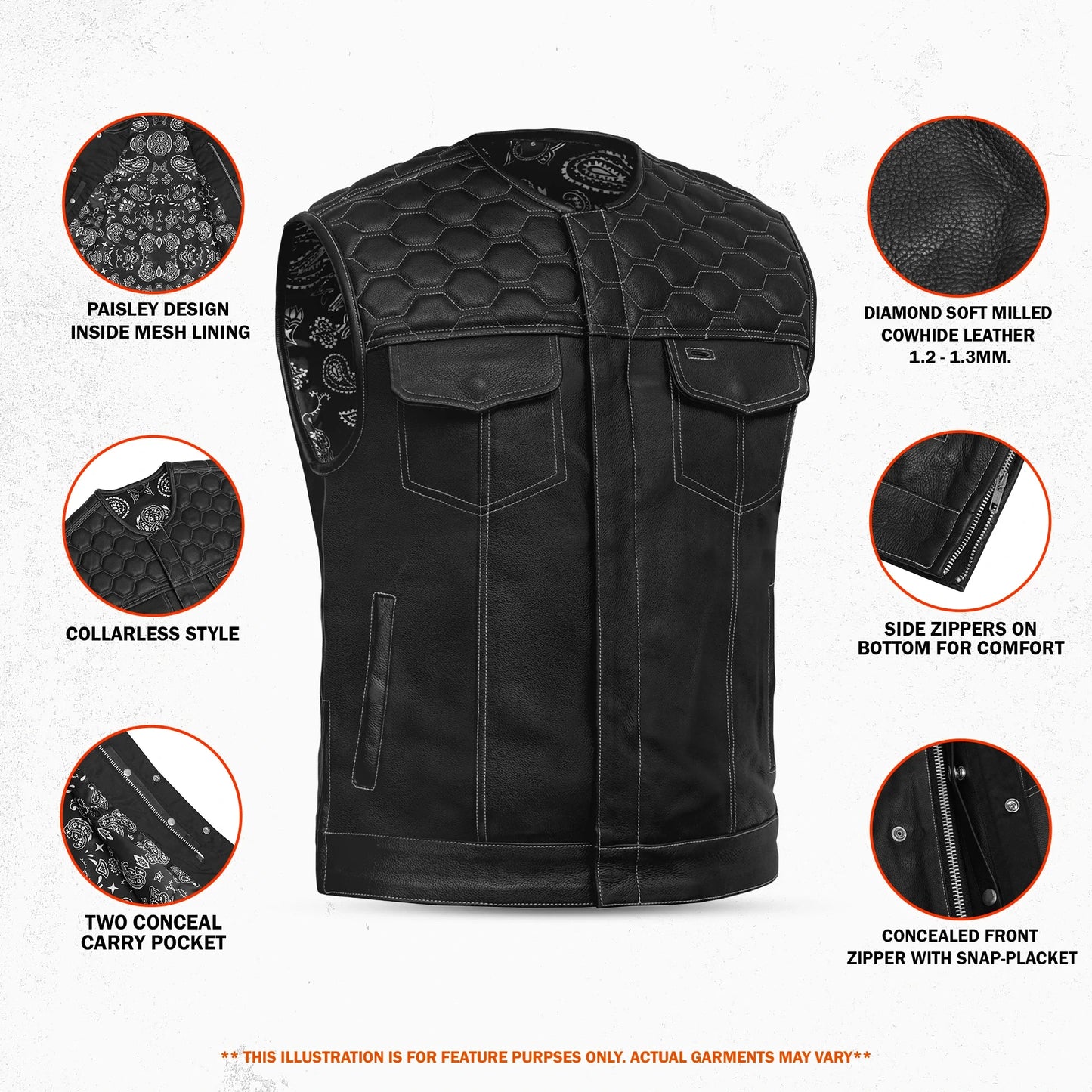 Gravel - Men’s Motorcycle Leather Vest