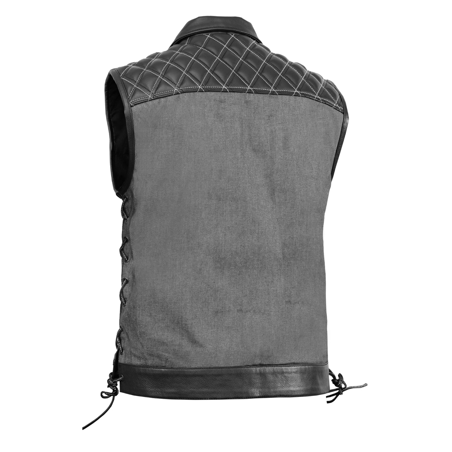 Gray Gunner – Men’s Leather and Denim Vest