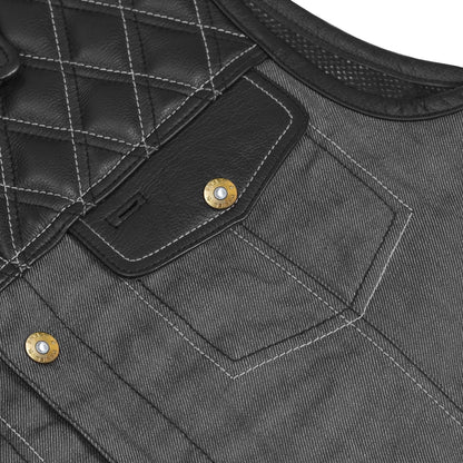 Gray Gunner – Men’s Leather and Denim Vest