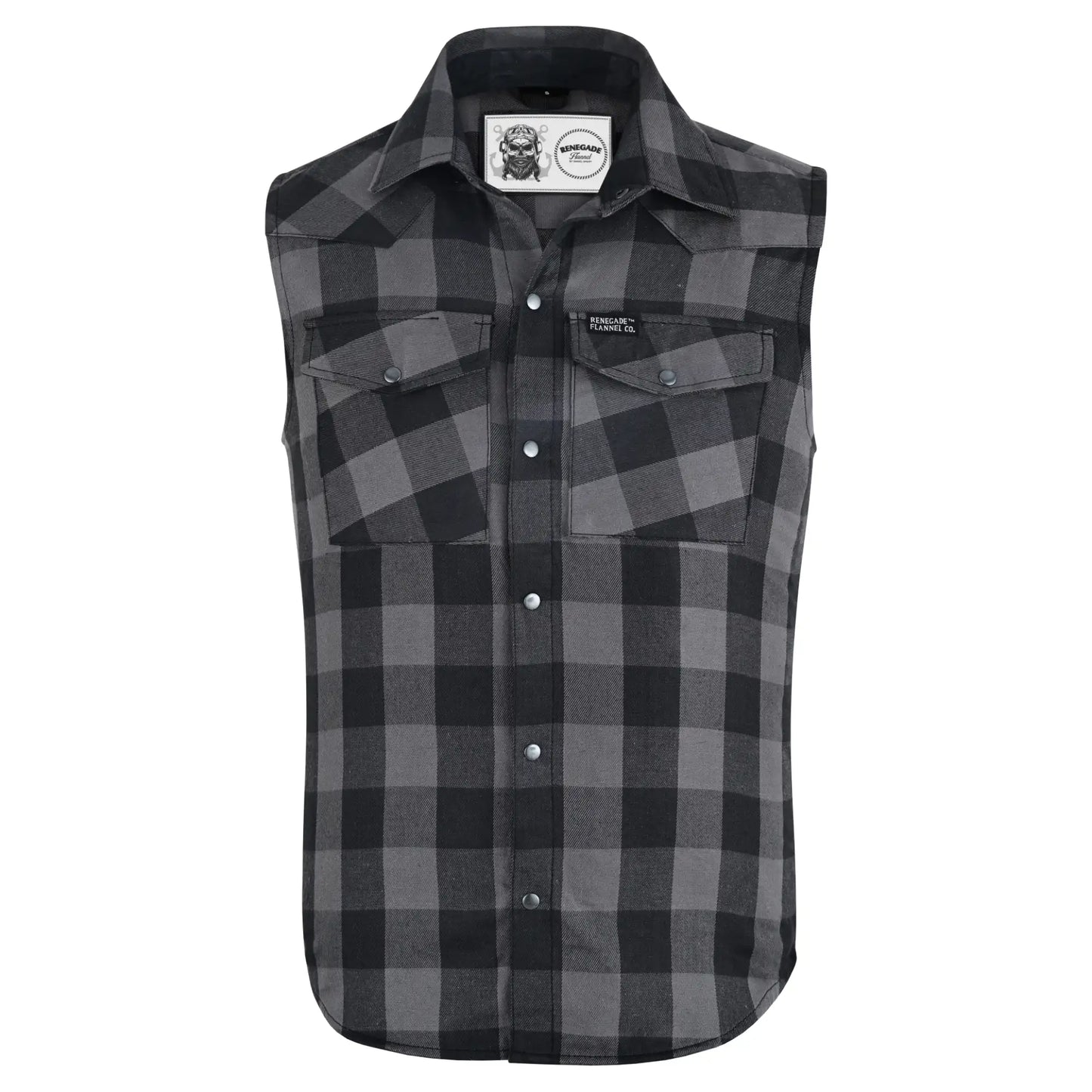 Gray Champ Men's Gray and Black Sleeveless Flannel
