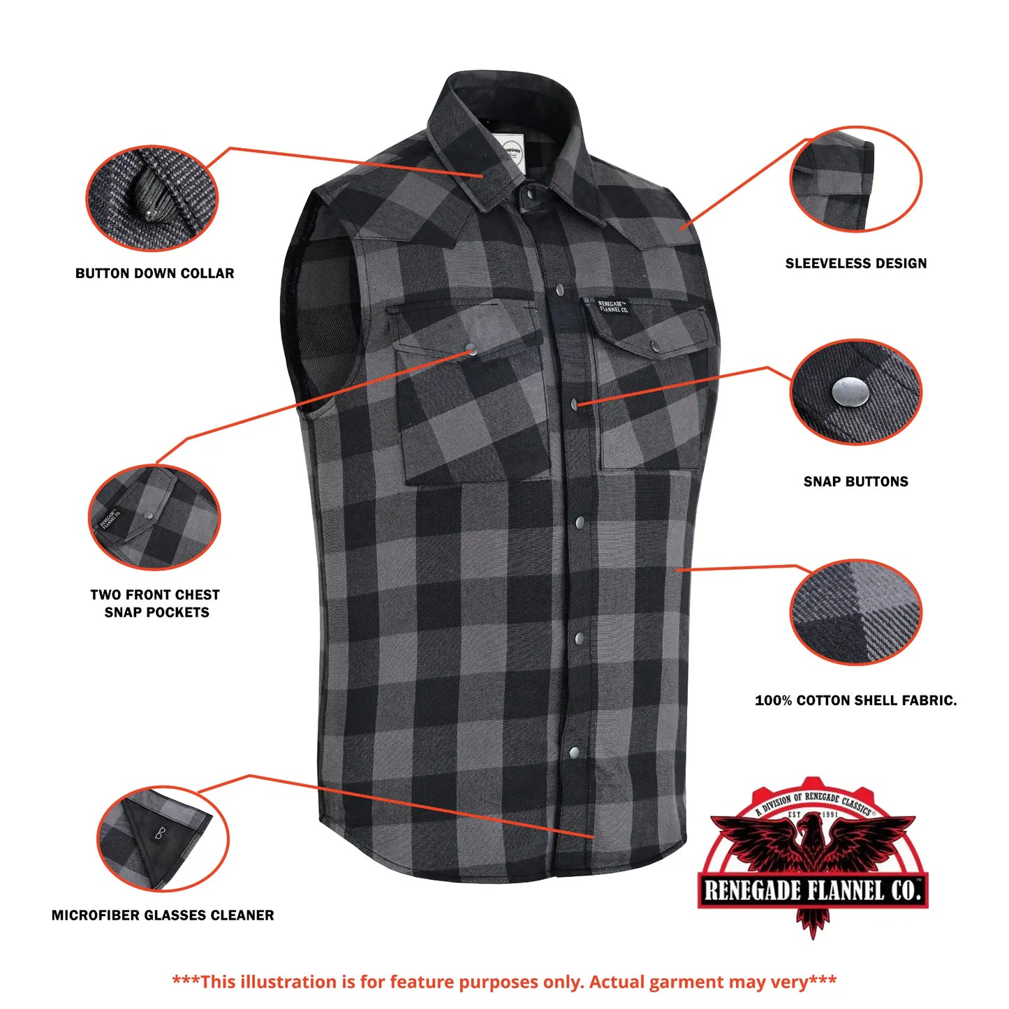 Gray Champ Men's Gray and Black Sleeveless Flannel