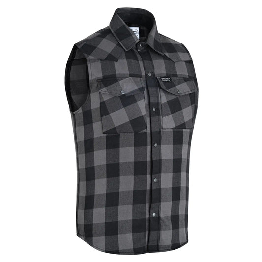 Gray Champ Men's Gray and Black Sleeveless Flannel