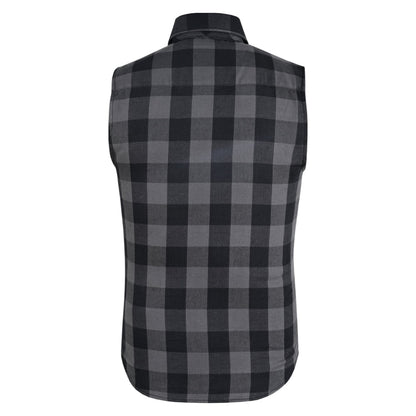 Men’s Gray Black Sleeveless Flannel LVAD Gear Flannel