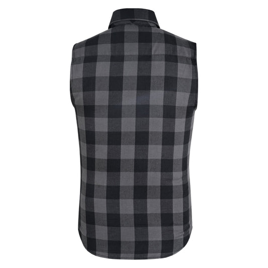 Men’s Gray Black Sleeveless Flannel LVAD Gear Flannel
