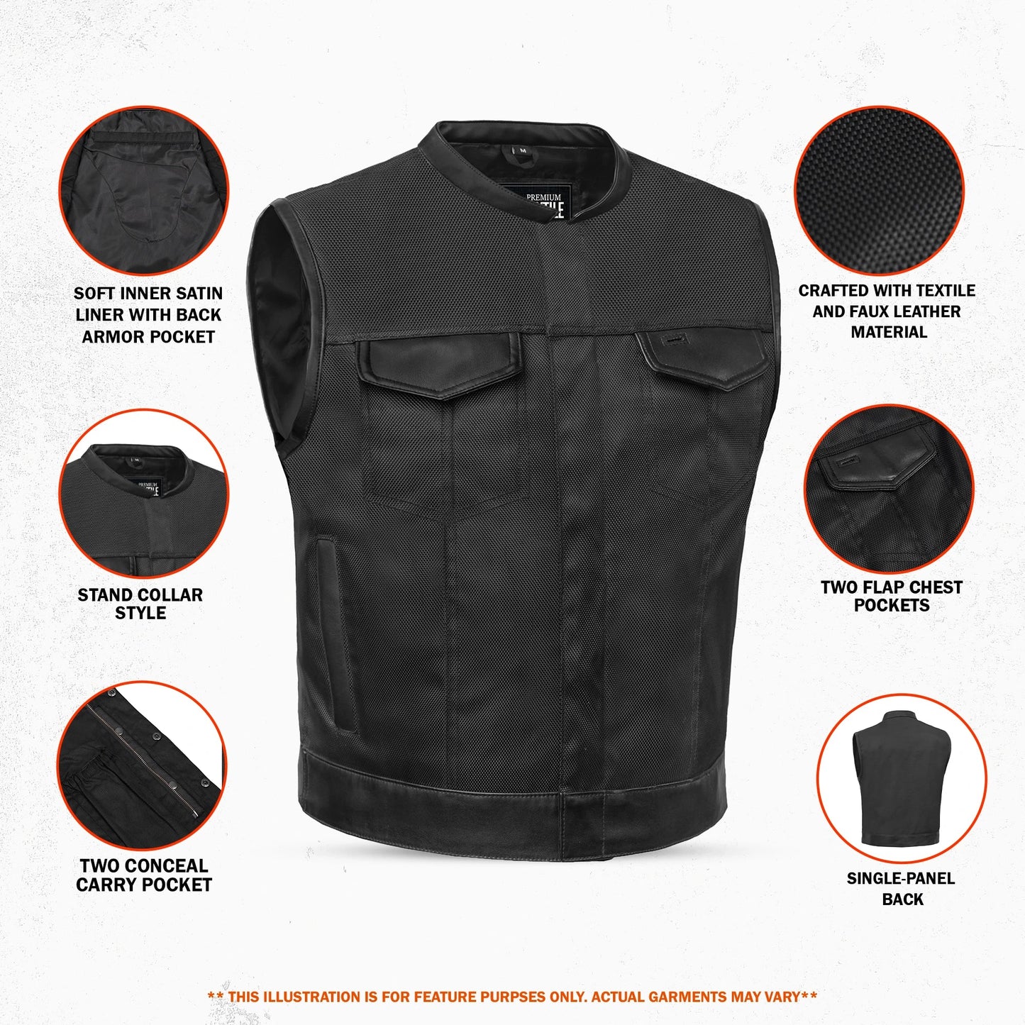 Grimline - Men's Textile Motorcycle Vest
