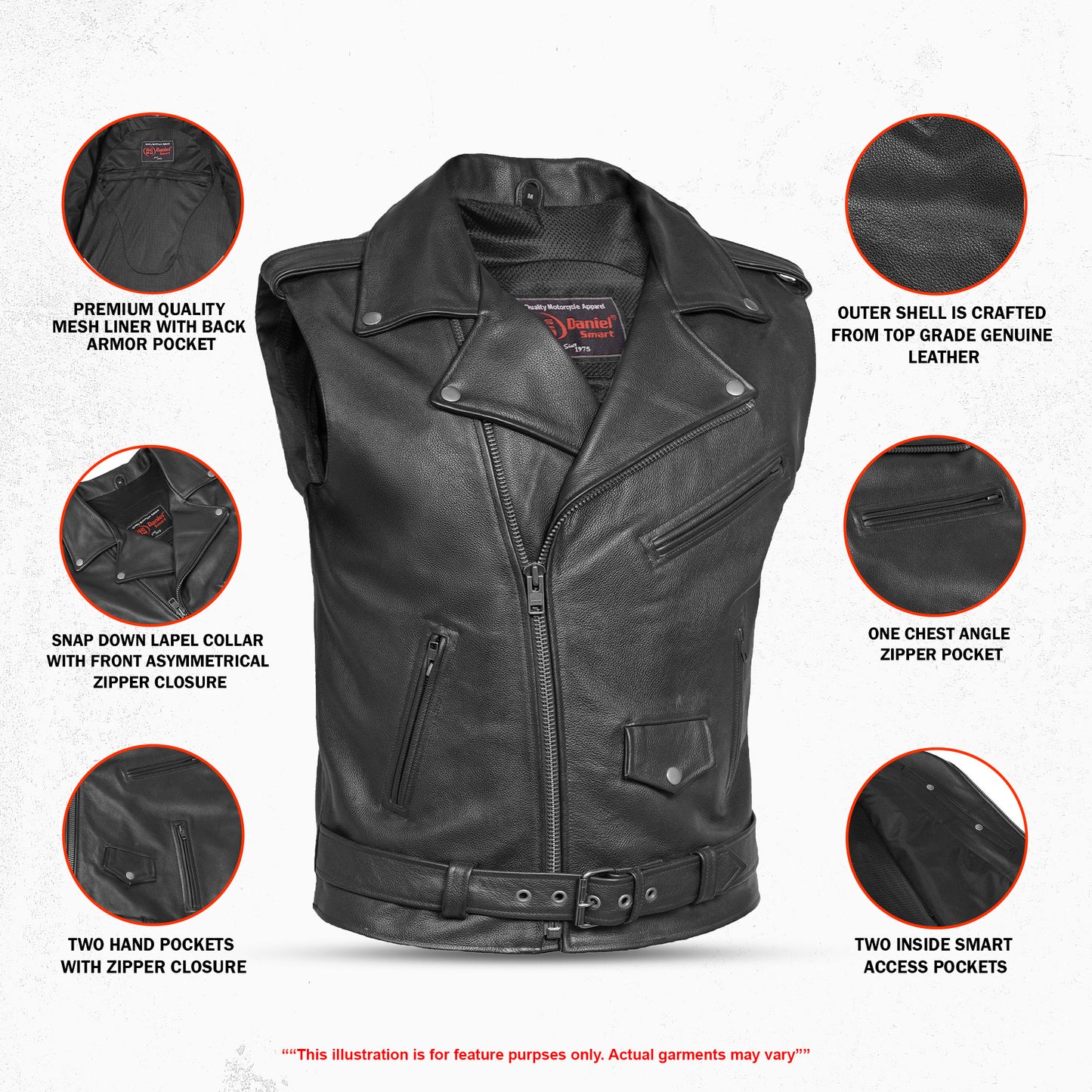 Highway Legend Men’s Motorcycle Leather Vest