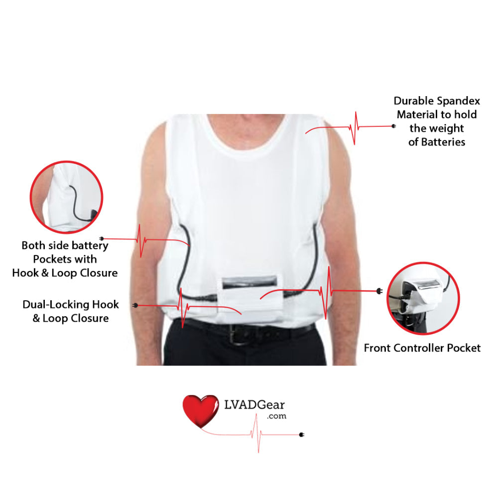 LVAD Men Tank Top for HeartWare White LVAD Gear