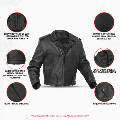 Law Line – Men’s Leather Motorcycle Jacket