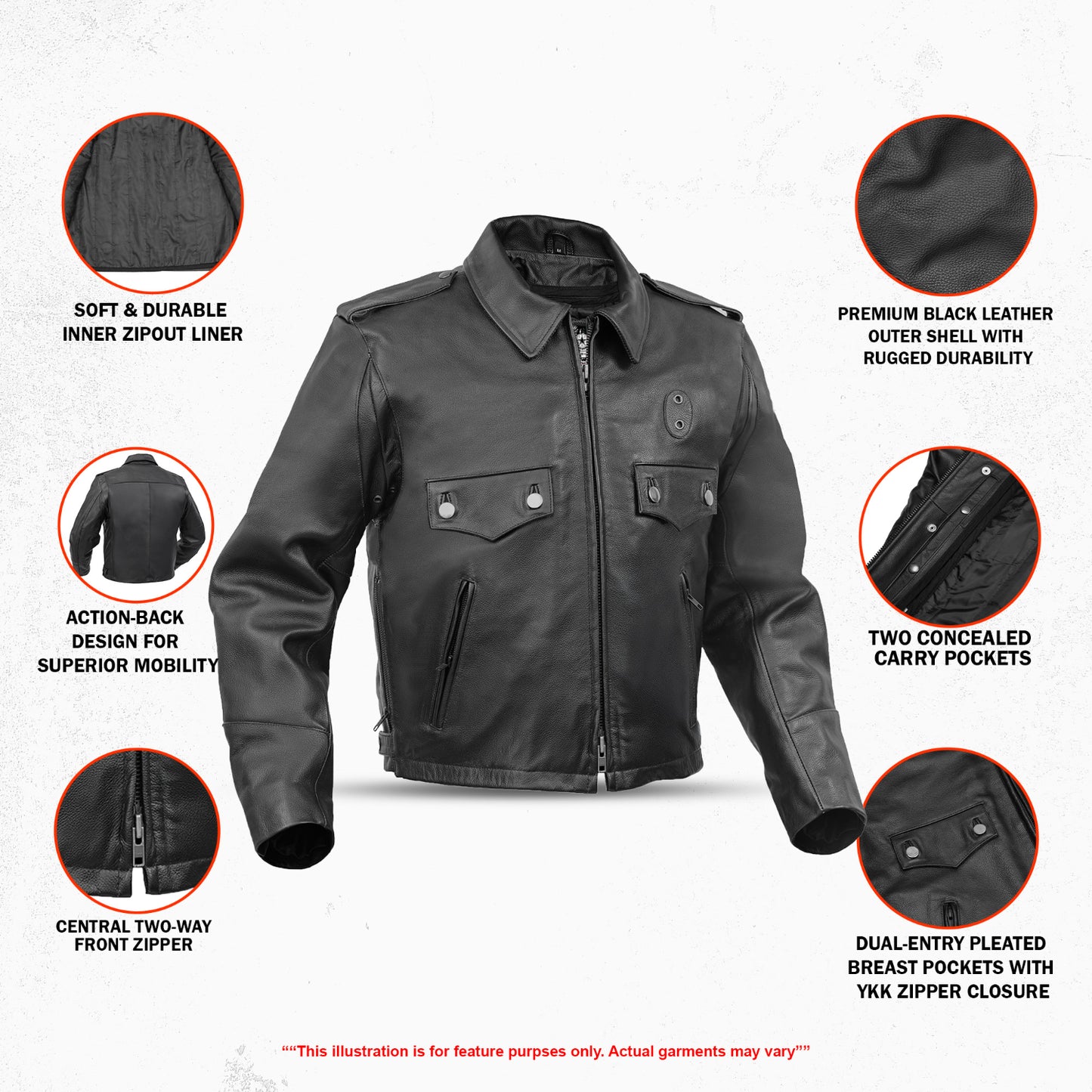 Line Hard – Men’s Leather Motorcycle Jacket